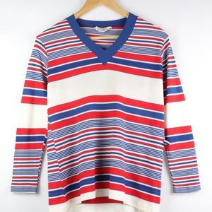 Vintage 1970's/ 1980's Striped V-Neck Sweater